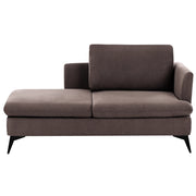 Chaise Lounge Marrone Rivestimento in tessuto poliestere lato destro con cuscino decorativo Gambe in metallo Soggiorno di design moderno