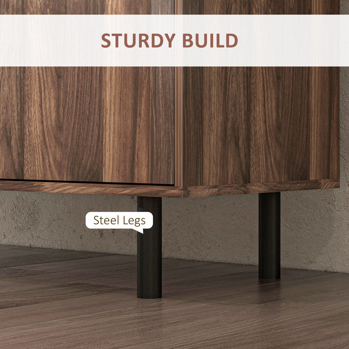 Credenza 2 Ante 3 Cassetti 127x40x76 cm in Legno e Truciolato Marrone e Nero