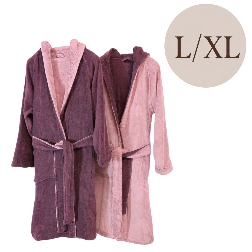 Sefane, Accappatoio 100% Cotone con Cappuccio Reversibile, Rosa
