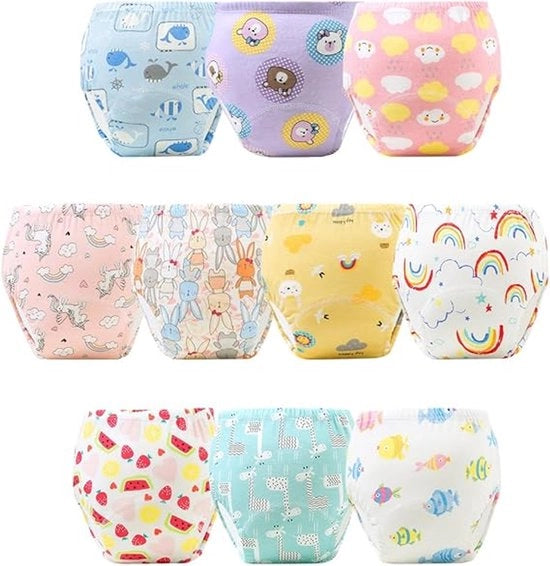 Abbigliamento per la potty training, pantaloncini lavabili per bambini, set da 10 pezzi per bambini, codice 100 adatto per bambini con peso compreso tra 9kg e 13kg