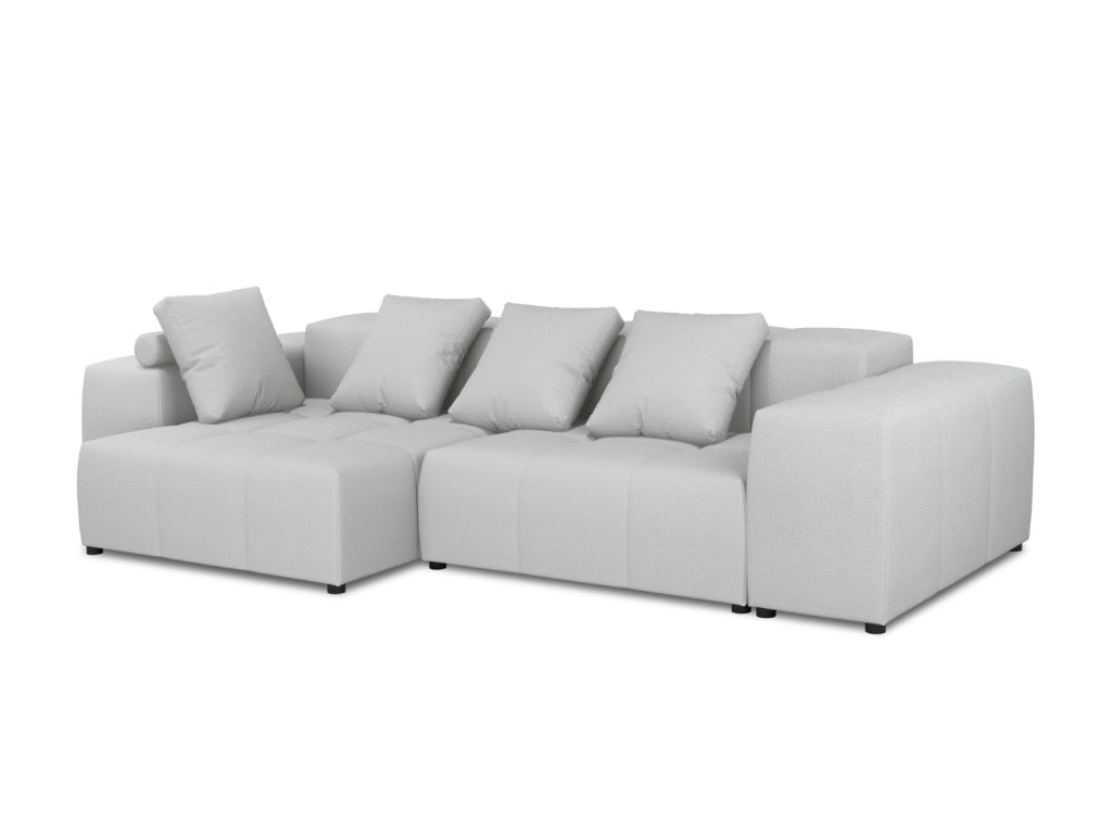 Cosmopolitan Design - Divano angolare modulare reversibile "Rome" 4 posti in tessuto strutturato grigio chiaro 