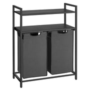 Cesto portabiancheria con 2 scomparti e 2 ripiani per sacchetti estraibili capacità 46 litri per sacchetto per bagno o lavanderia nero 12_0006753
