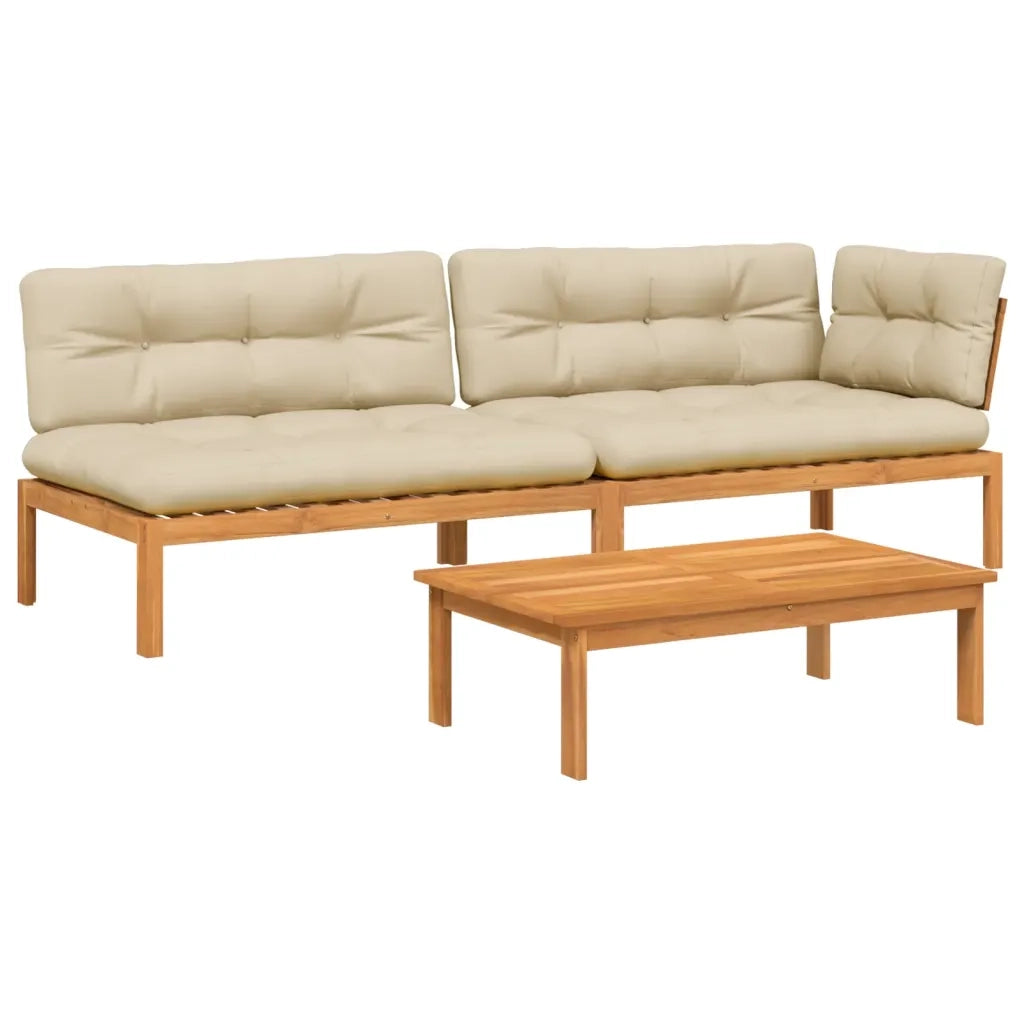 Set Divano Pallet Giardino 3pz con Cuscini Massello Acacia 3209447