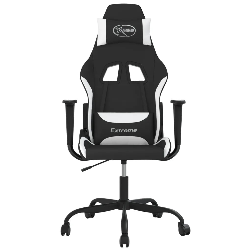 Sedia da Gaming Nero e Bianco in Tessuto 345477