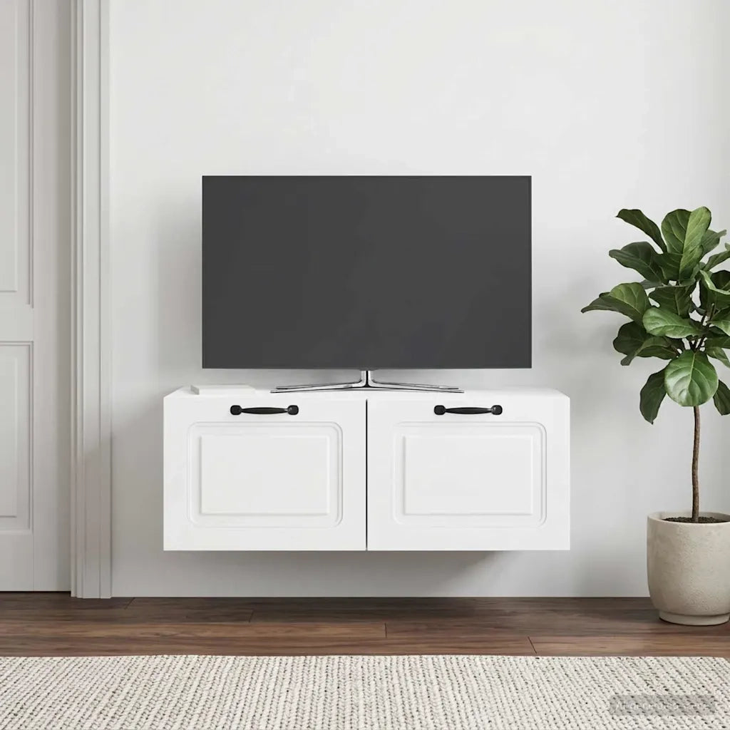 Mobile Porta TV da Muro Bianco Lucido 78,5 x 41 x 30 cm 899369