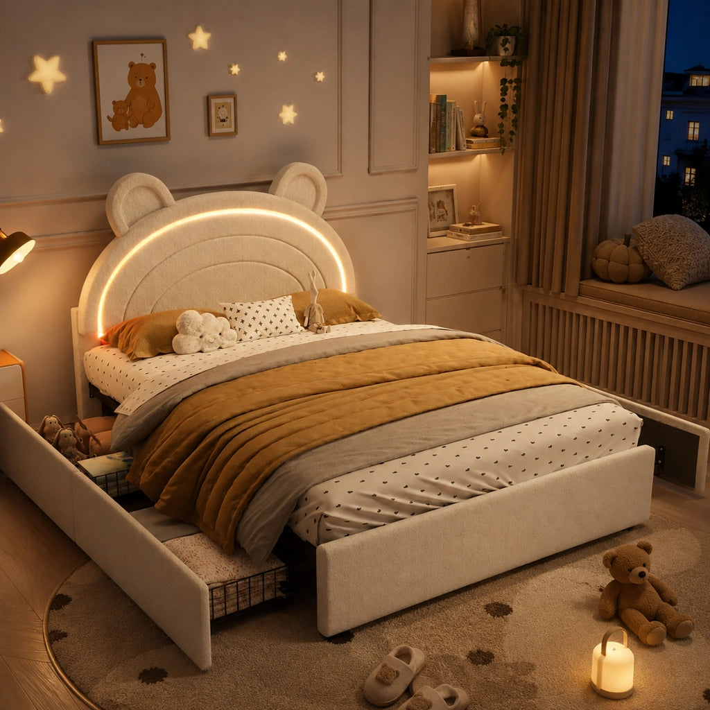 letto imbottito velluto beige 140 x 200 cm