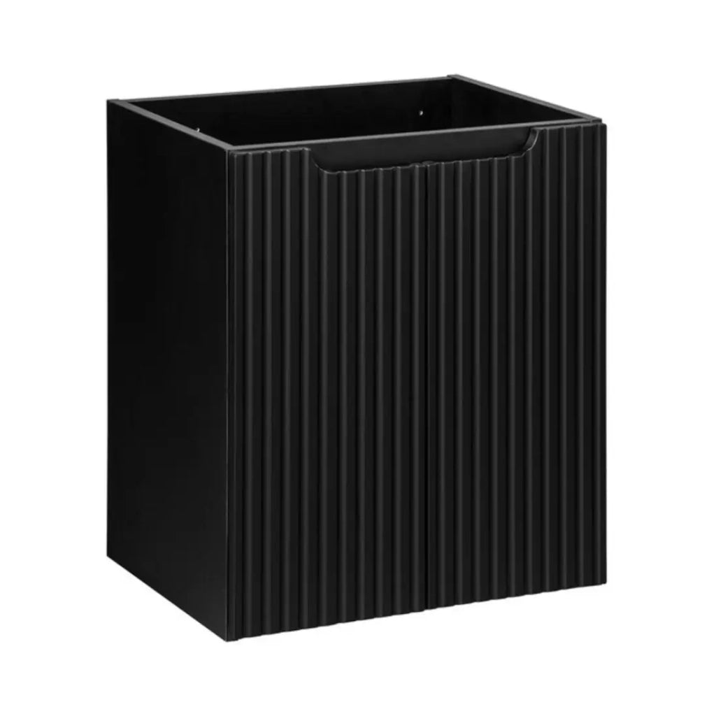Set da bagno VANO 50cm: mobile sottolavabo con ante scanalate verticalmente + lavabo incassato bianco