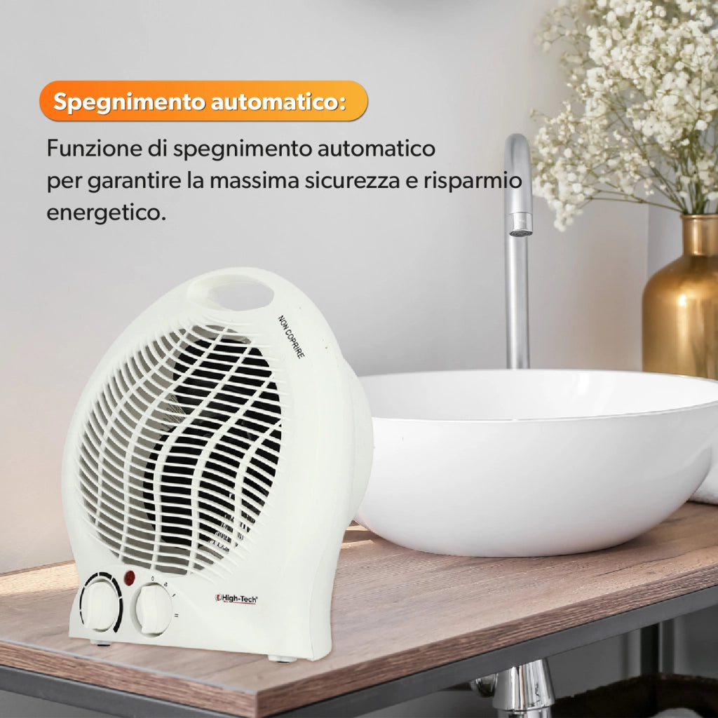 HIGH-TECH TERMOVENTILATORE 1000-2000 W 2 LIVELLI DI POTENZA E SPEGNIMENTO AUTOMATICO