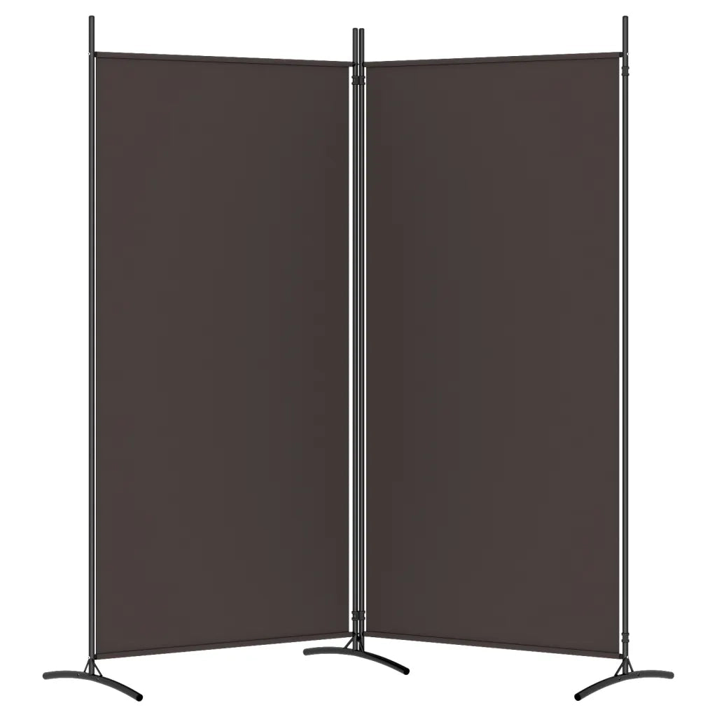 Divisorio a 2 Pannelli Marrone 175x180 cm in Tessuto