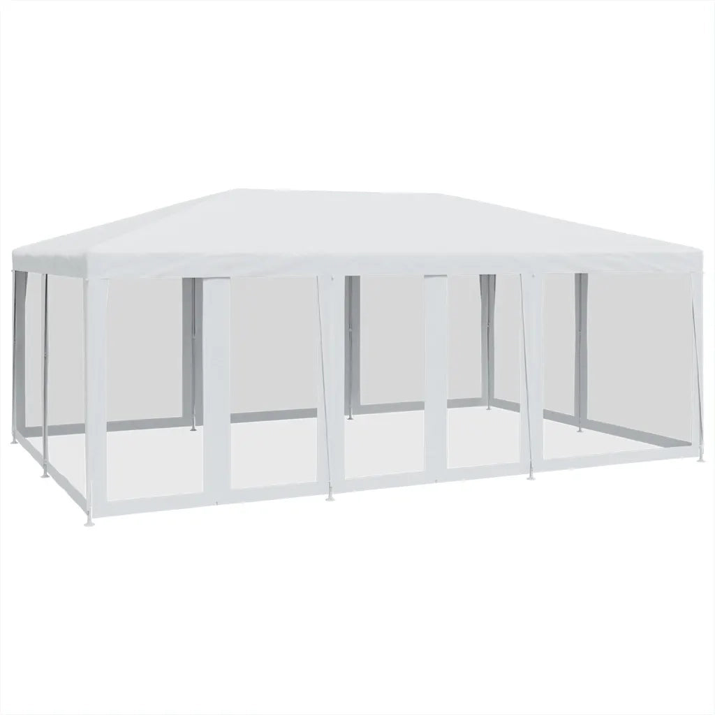 Tenda per Feste con 10 Pareti Laterali in Rete-Tenda da campeggio Bianca 6x4m HDPE