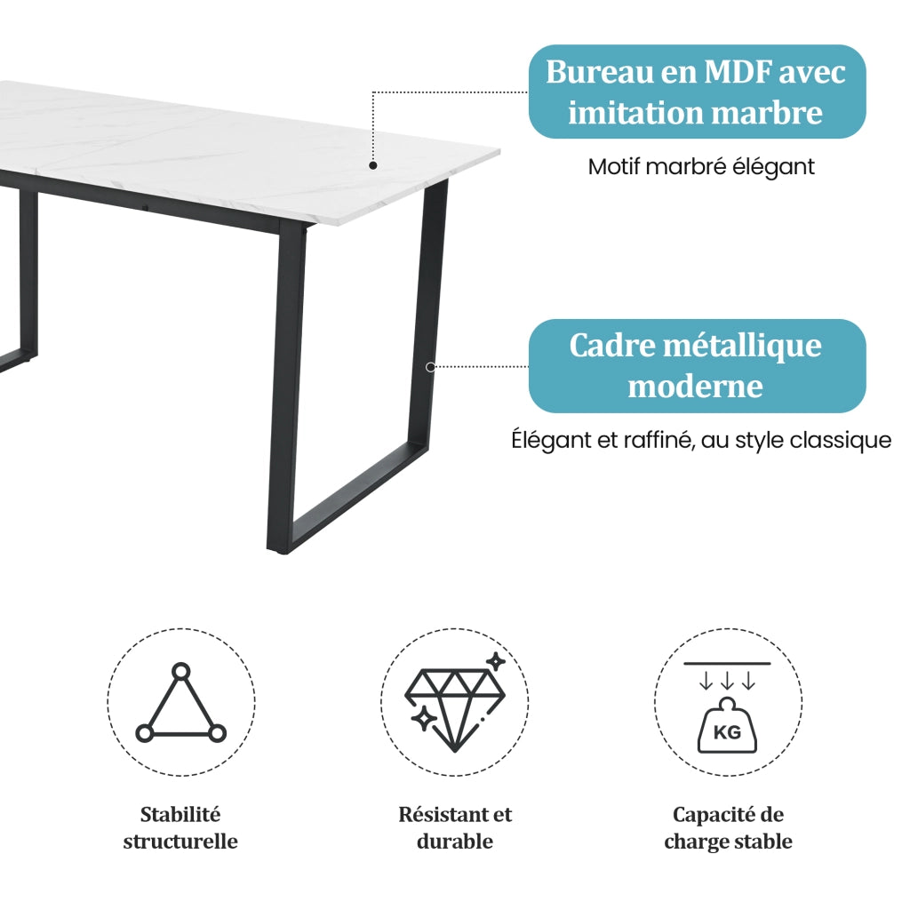 Tavolo da Pranzo Allungabile con Piedini Regolabili e Struttura in Metallo; in MDF; Bianco