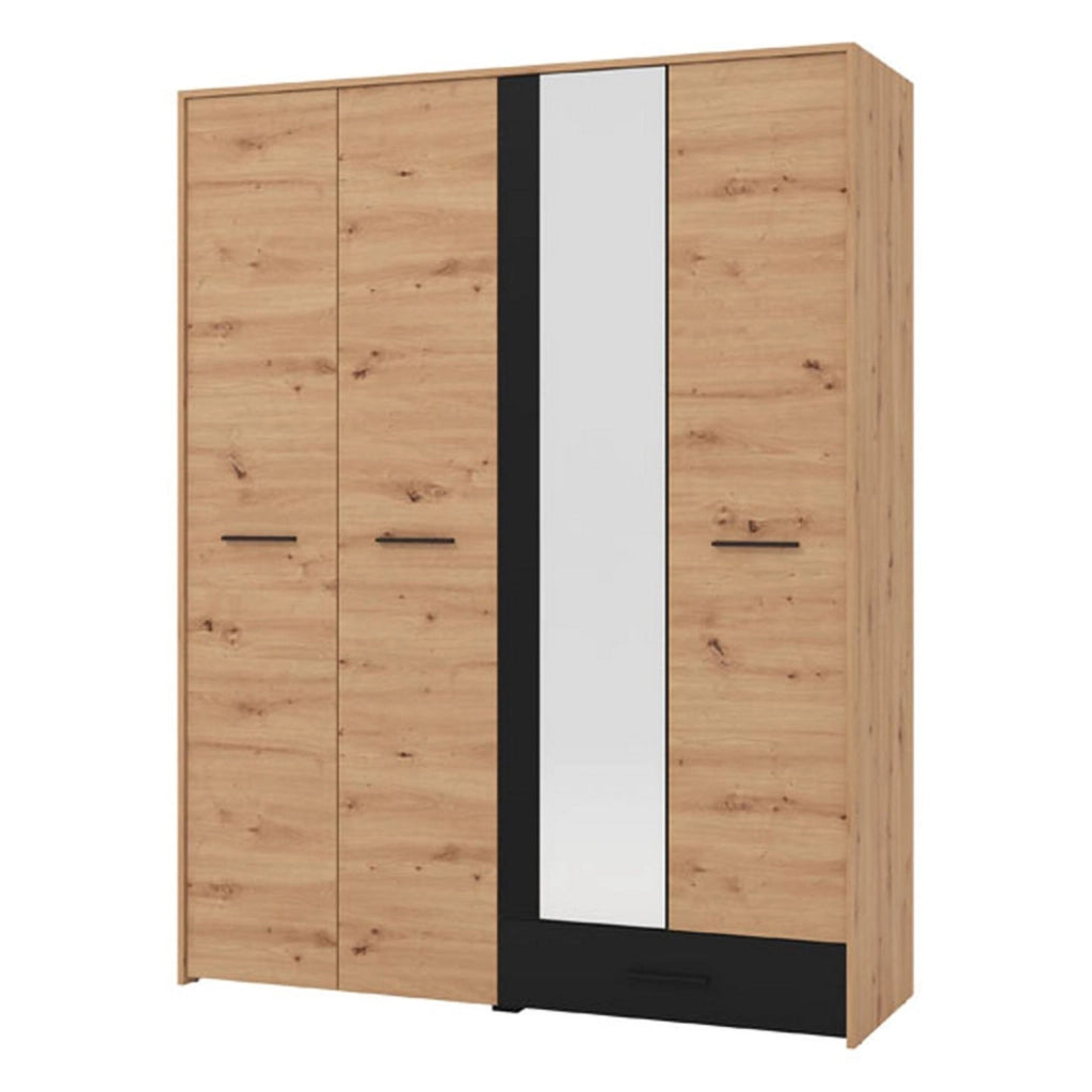 Armadio Camera da Letto Lisio, Guardaroba Grande un Cassetto, 157.5x203.5h cm Marrone Rovere Nodi