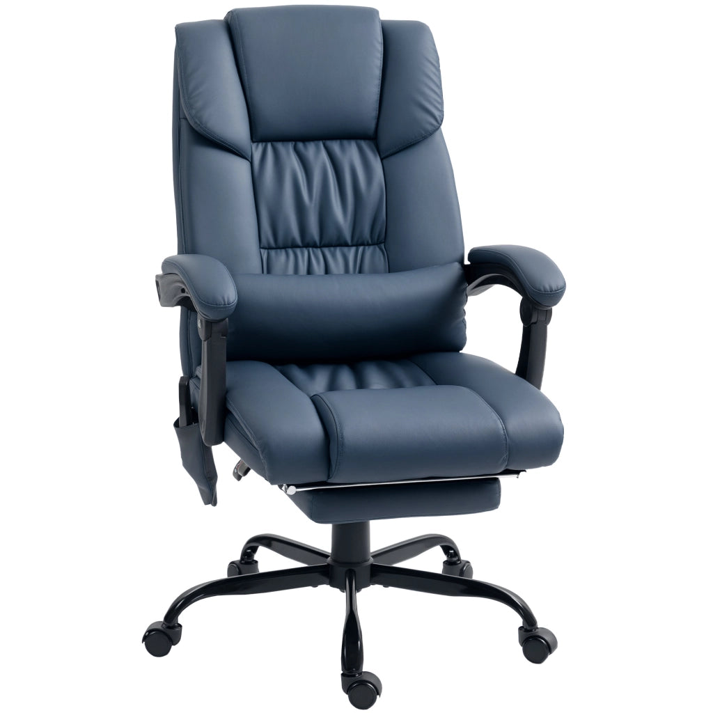 Poltrona massaggiante da ufficio con poggiapiedi ¨C zephmum ¨C blu 66x75x122cm