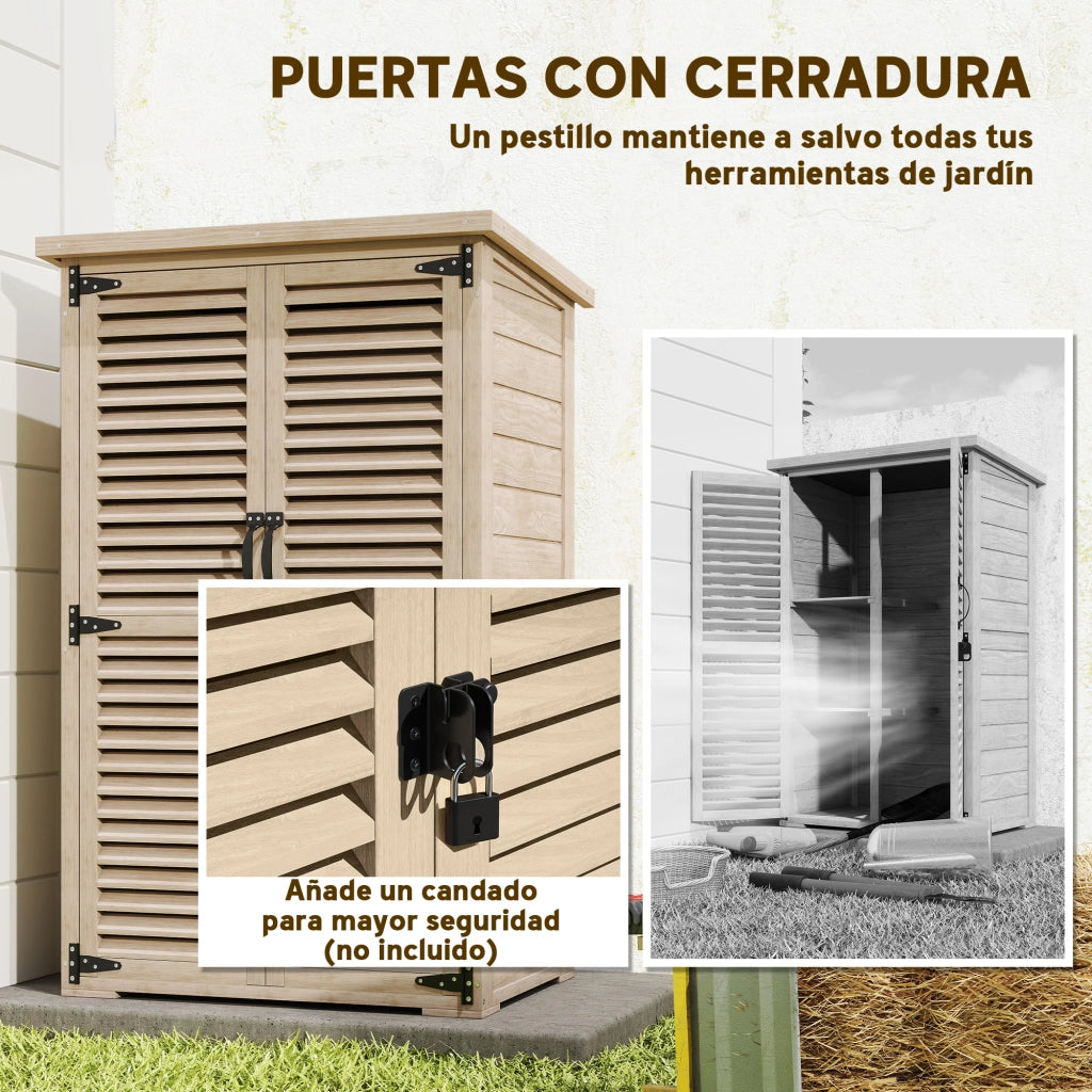 Casetta da Giardino in Legno ¨C Xylo ¨C 75x50x118 cm Armadio per Attrezzi con 2 Ripiani