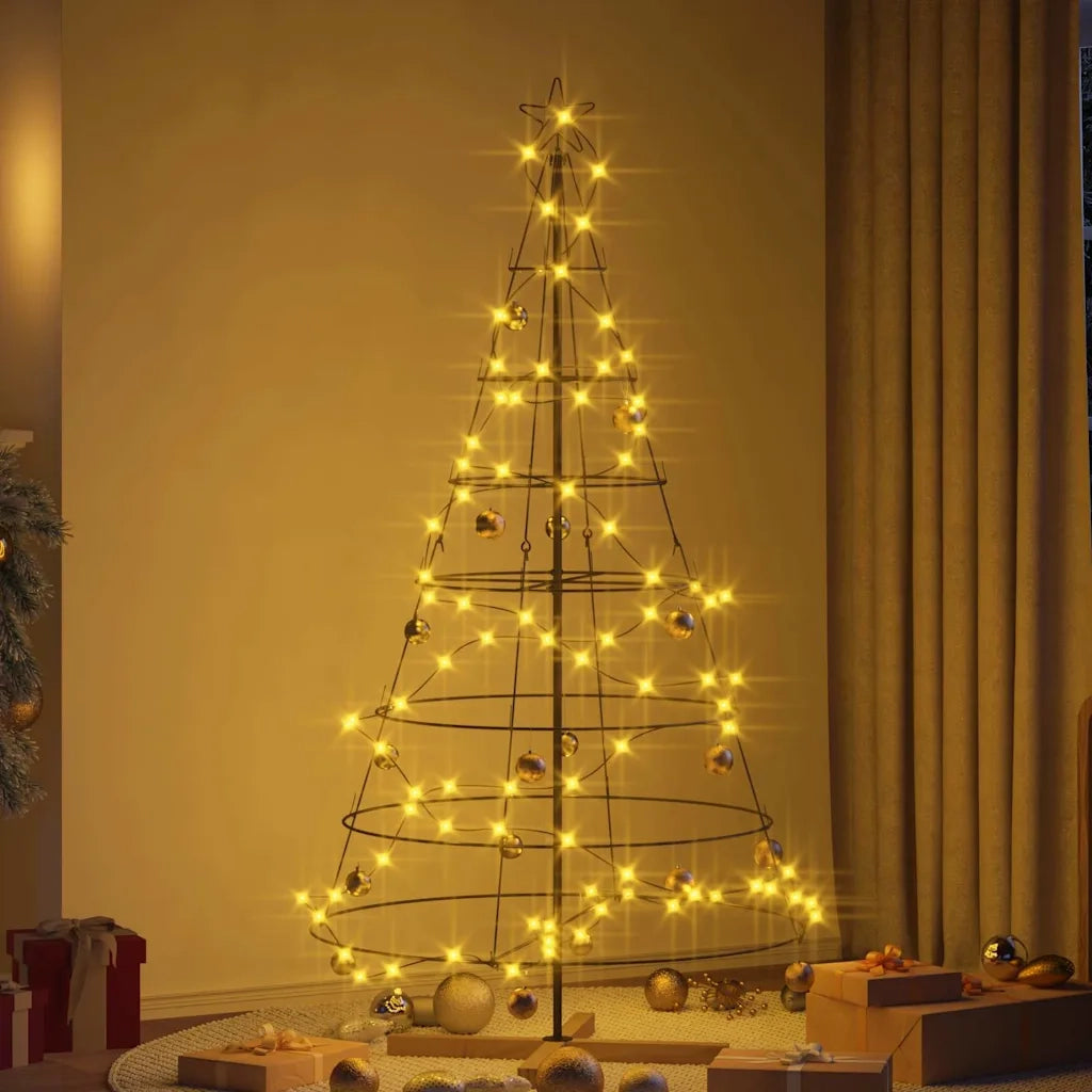Albero a Cono di Natale con supporto Nero 180,5 cm Acciaio 42019161