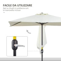 Ombrellone da Parete Mezzaluna Salvaspazio con Apertura a Manovella, Beige