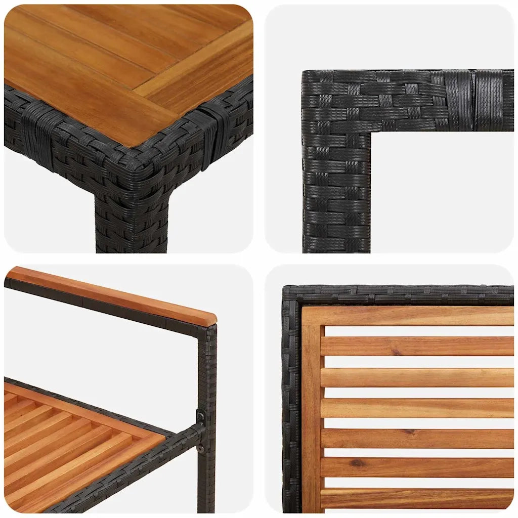 Set da Pranzo per Giardino 5 pcs Nero e Marrone polyrattan 3365436