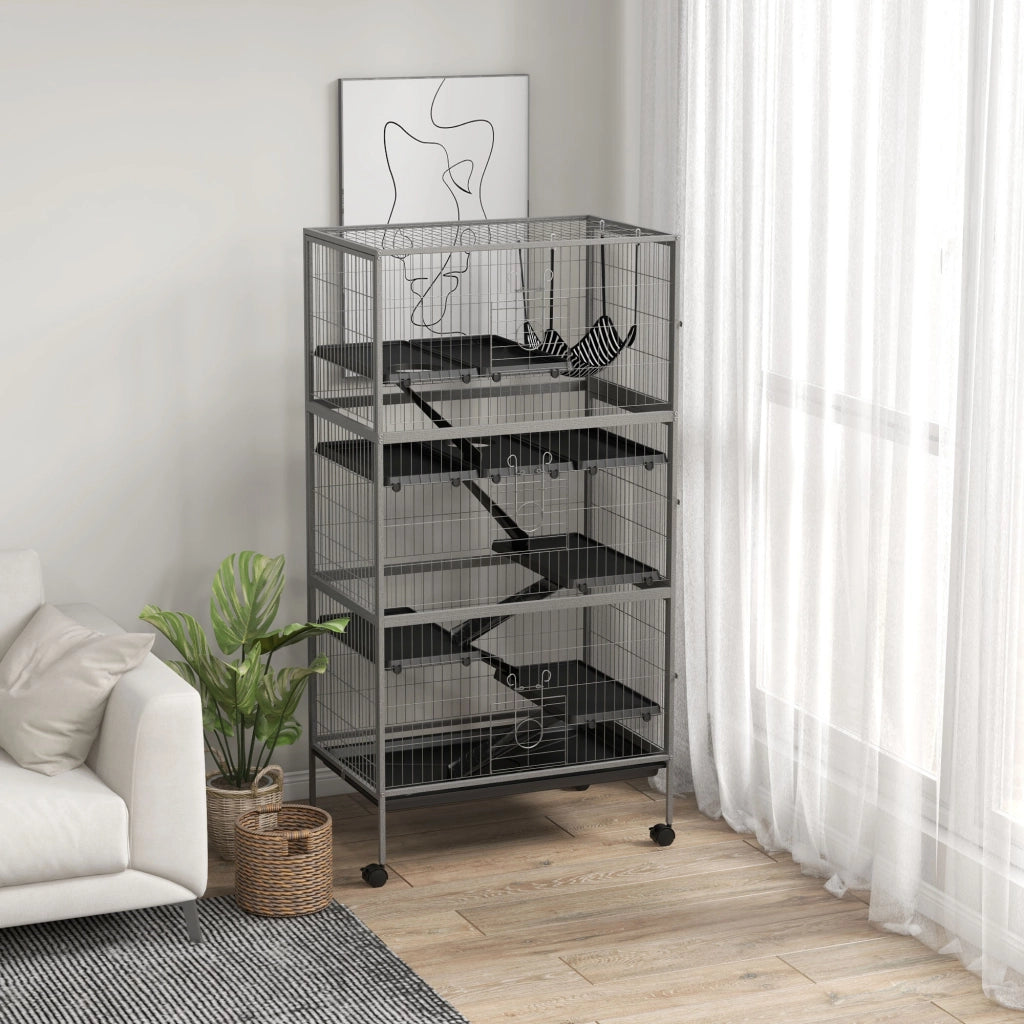 Gabbia per Conigli con Amaca ¨C Minimal ¨C Acciaio e PP 80x52x159 cm