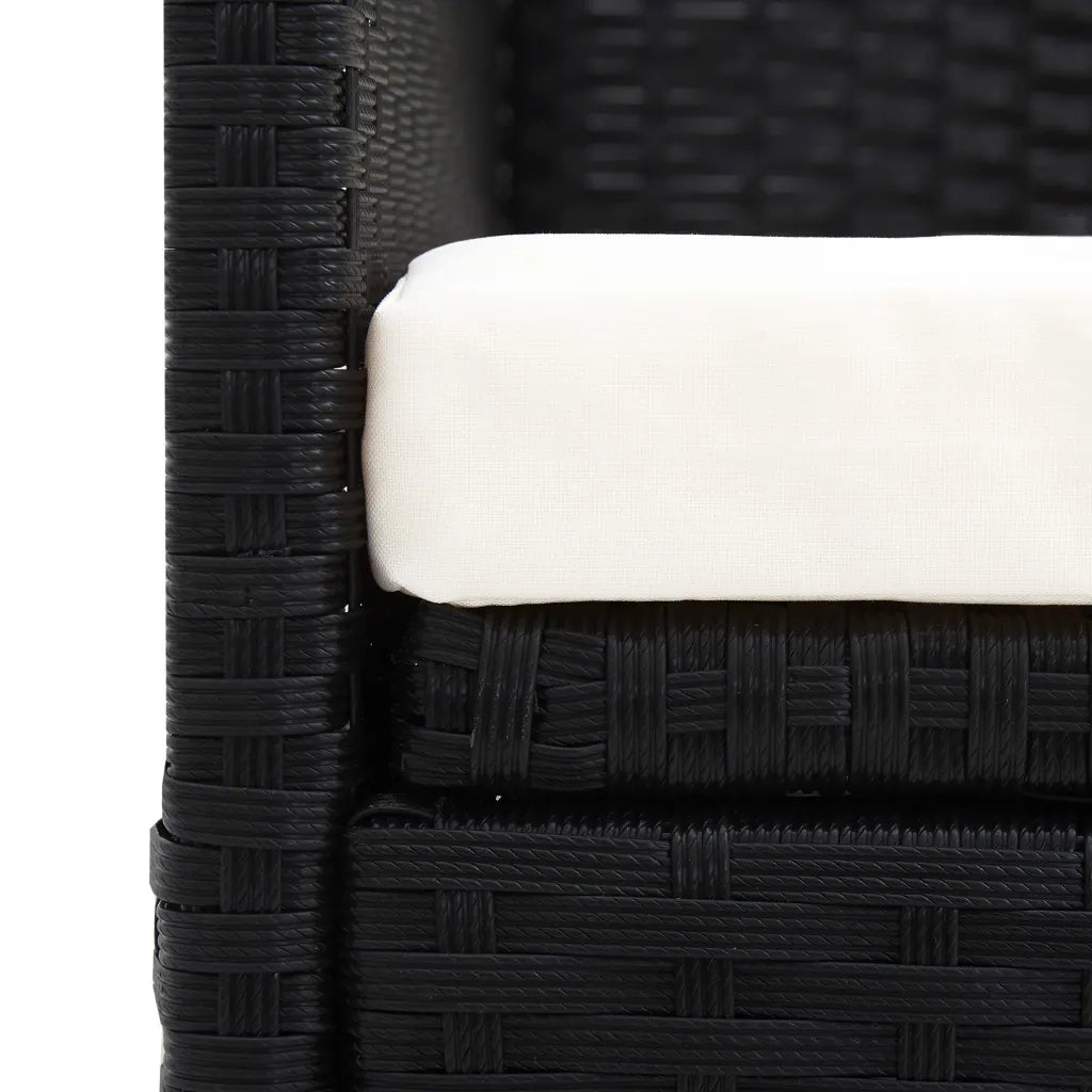 Divano da Giardino con Tettoia-Sofa da Giardino-Divano da esterno in Polyrattan Nero