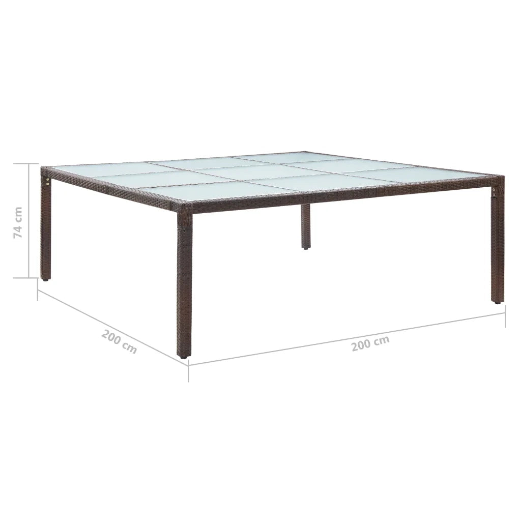 Tavolo da Giardino-Tavolo da esterno Marrone 200x200x74 cm in Polyrattan