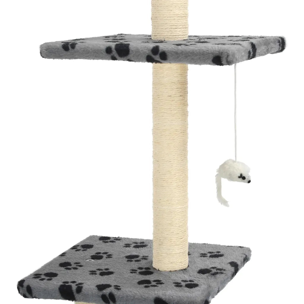 Albero per Gatti e Tiragraffi Sisal 260cm Zampe Stampate Grigio  cod mxl 6199