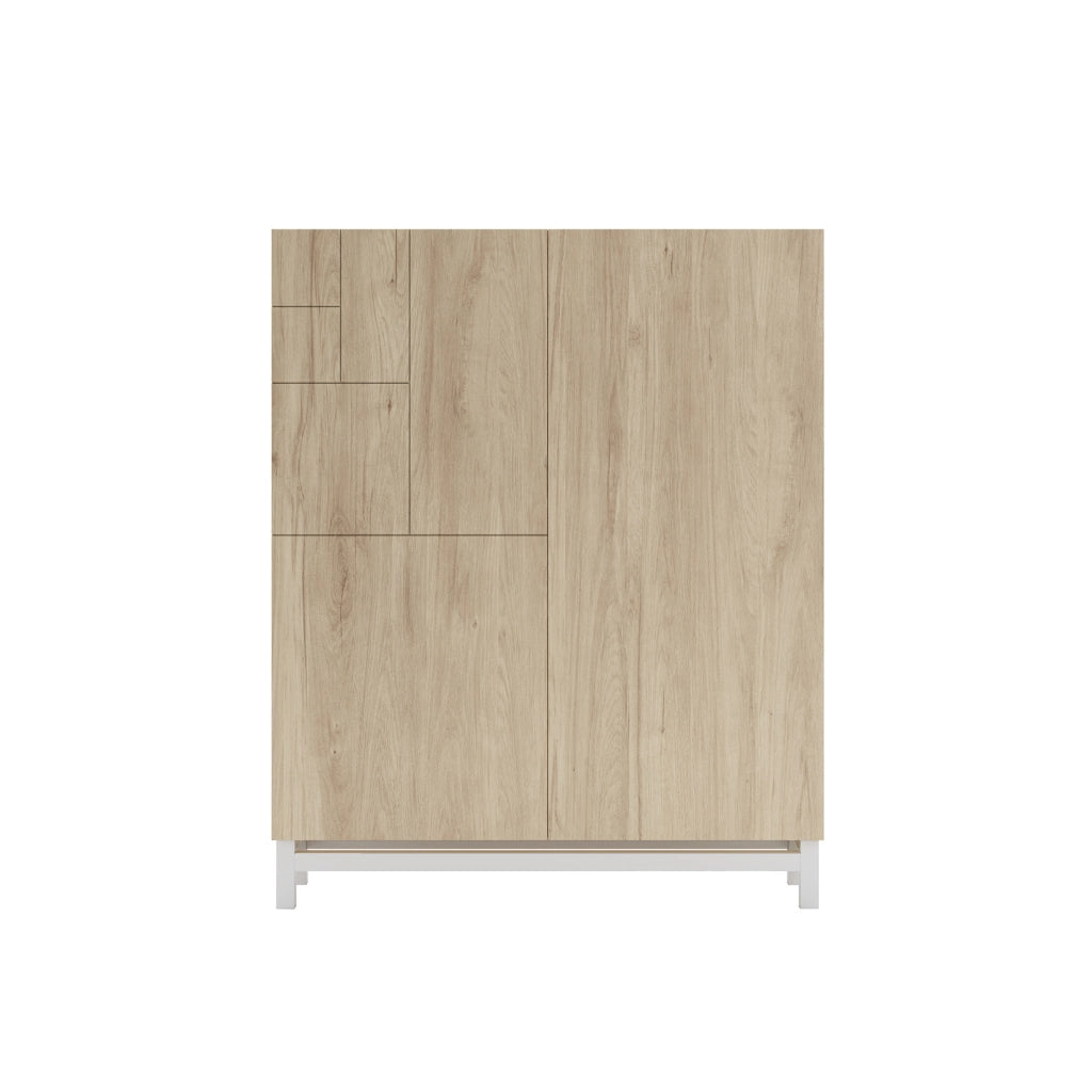 Scarpiera Herdasa effetto rovere chiaro gambe bianche 112x90x27