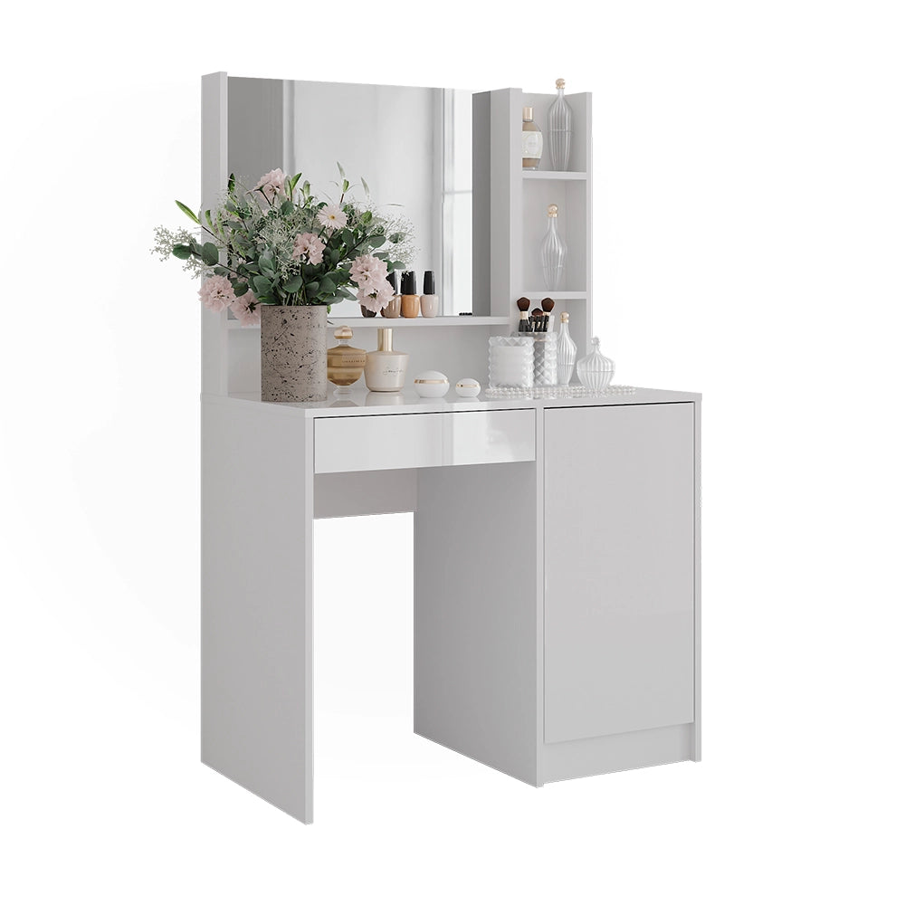 Vicco Tavolo da toeletta Bianco/bianco lucido 89.8 cm 3 parti