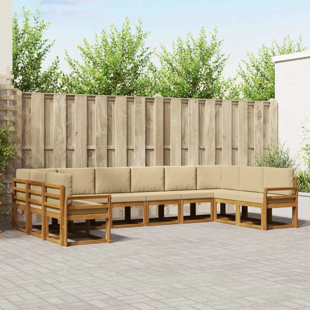Set di divani da esterno con cuscino 10 pcs Naturale e Beige