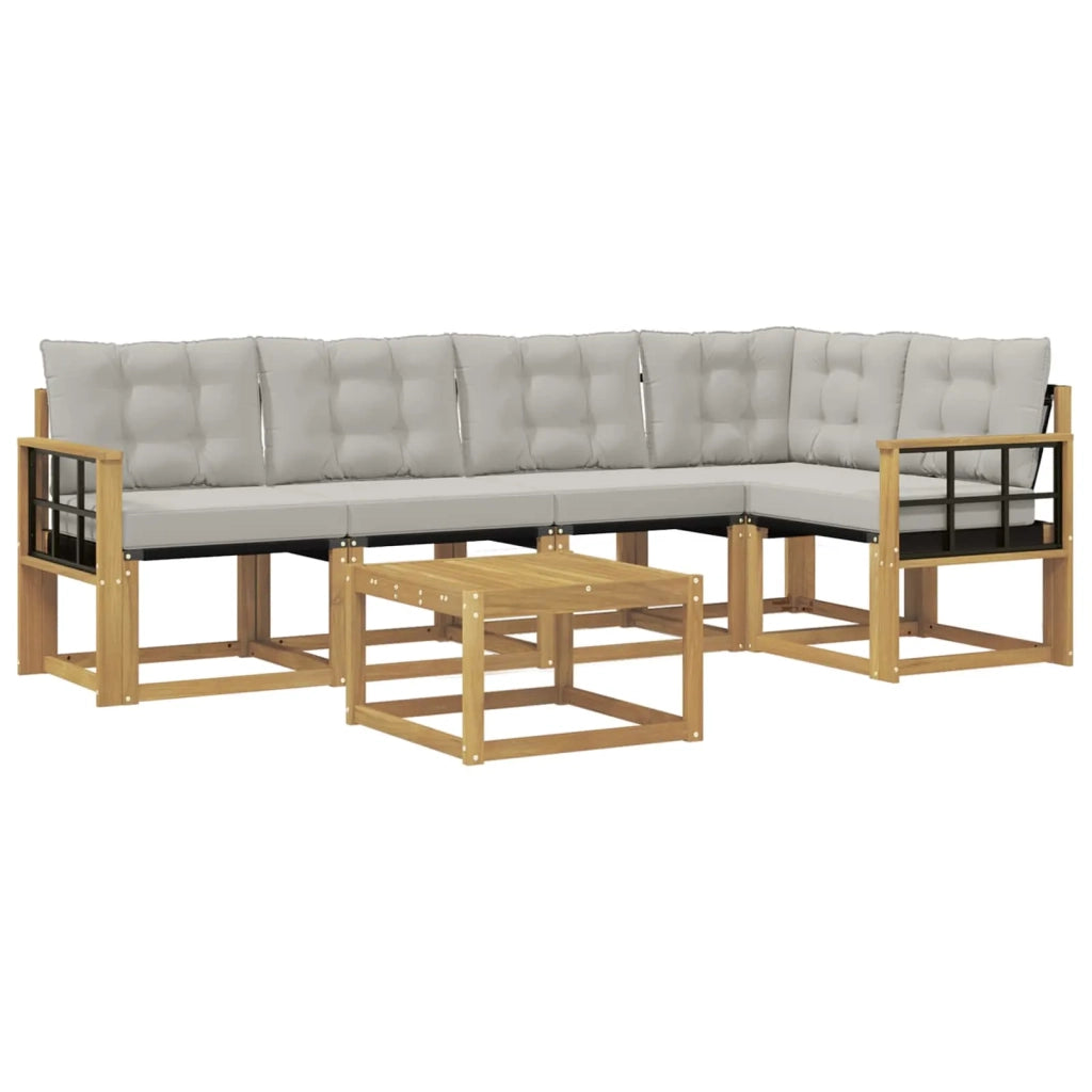 Set di divani da esterno 6 pz Bianco e Grigio Chiaro 3389505