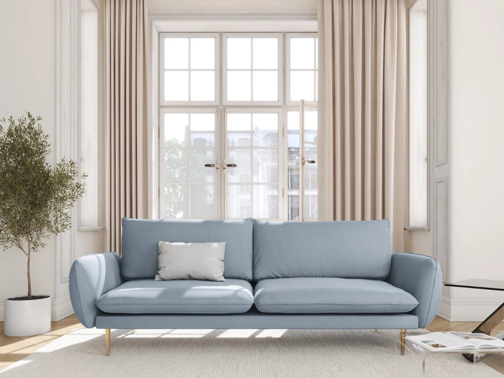 Cosmopolitan Design - Divano "Vienna" 4 posti in velluto azzurro 