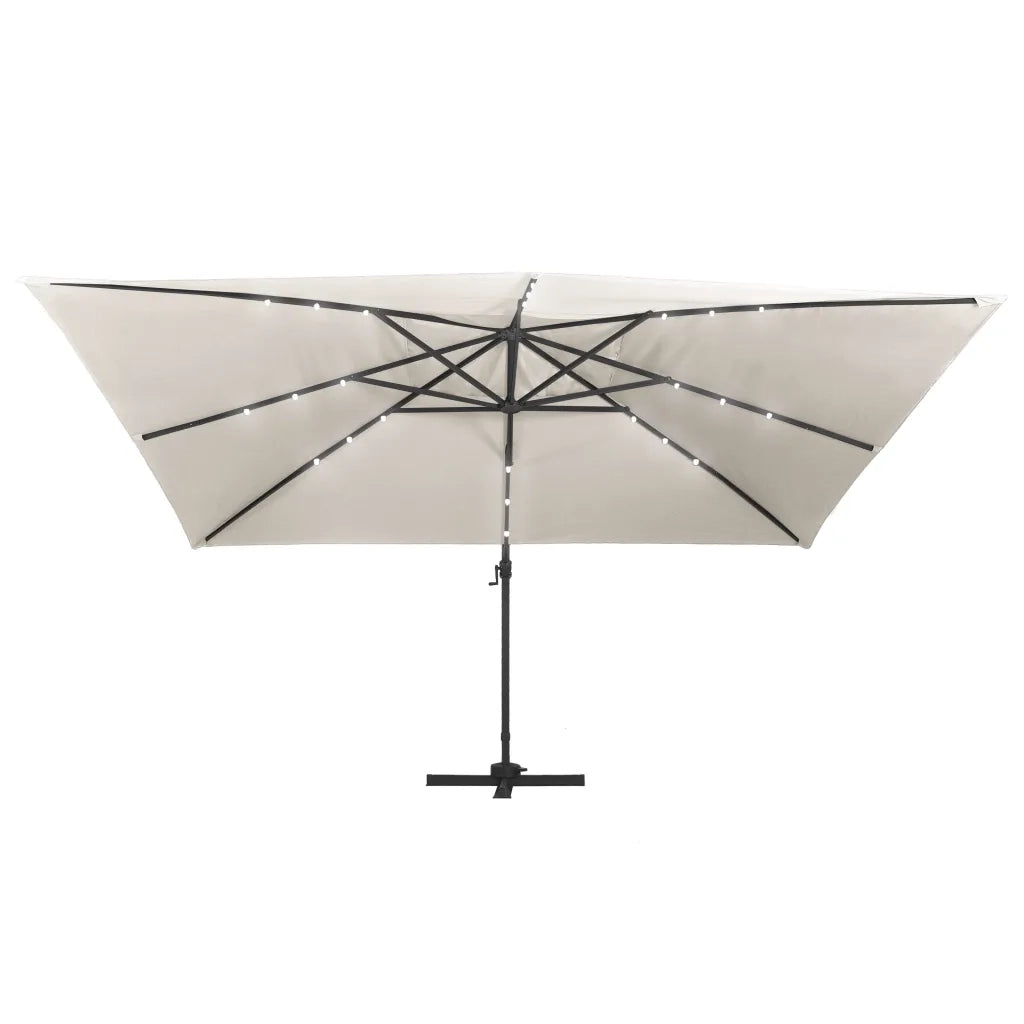 Ombrellone a Sbalzo con LED Palo in Alluminio 400x300 cm Sabbia 47004