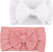 Set di fascia per neonati con elastico morbido e strisce per bambini appena nati - rosa e bianco.