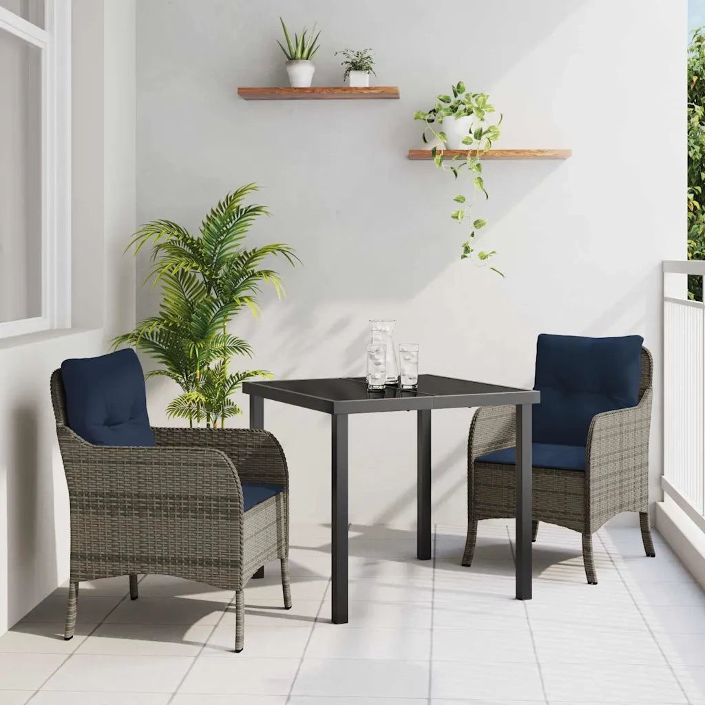 Set da Pranzo per Giardino con cuscino 3 pcs Grigio polyrattan 3380190