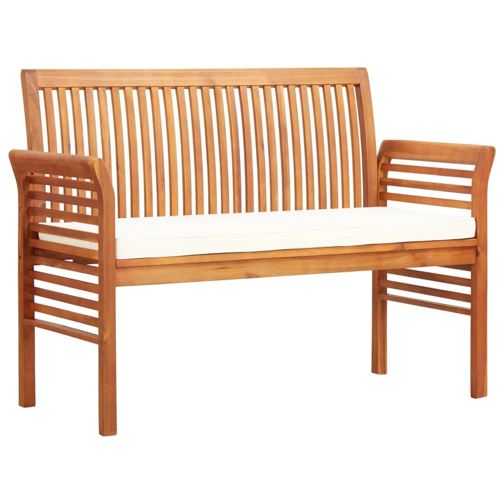 Panca da giardino mobili da esterno per patio panca da terrazza a 2 posti con cuscino 120 cm legno massello di acacia 02_0011285