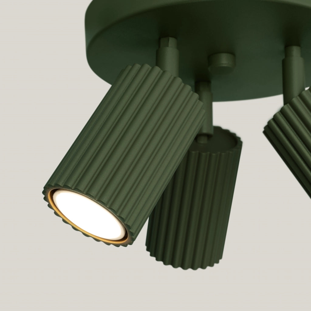 Plafoniera moderna verde oliva Ø20 3xGU10 in alluminio