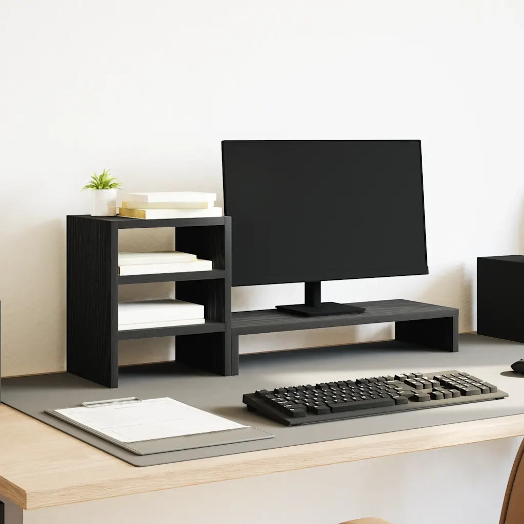 Supporto Monitor con Organizzatore Rovere Nero in Truciolato 868087