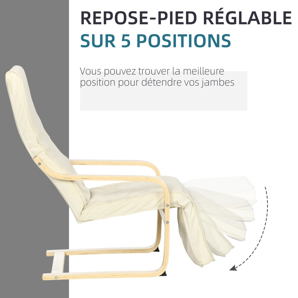 Poltrona Relax Massaggiante Elettrica con Poggiapiedi Regolabile ¨C Zephmum ¨C 94x66.5x100 cm Tessuto Crema