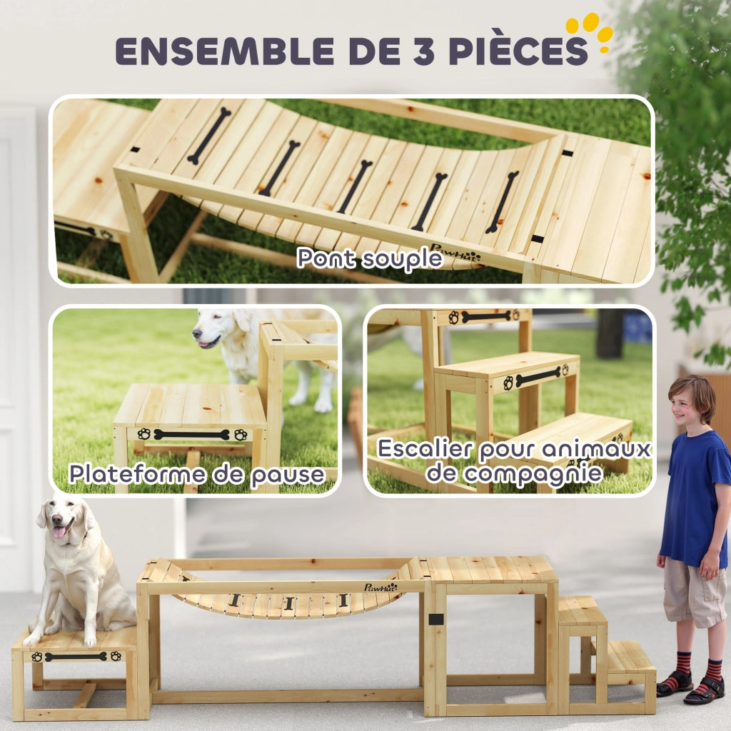Kit Agilit¨¤ Cane 3 Pezzi ¨C zephmum ¨C Legno Massello Naturale