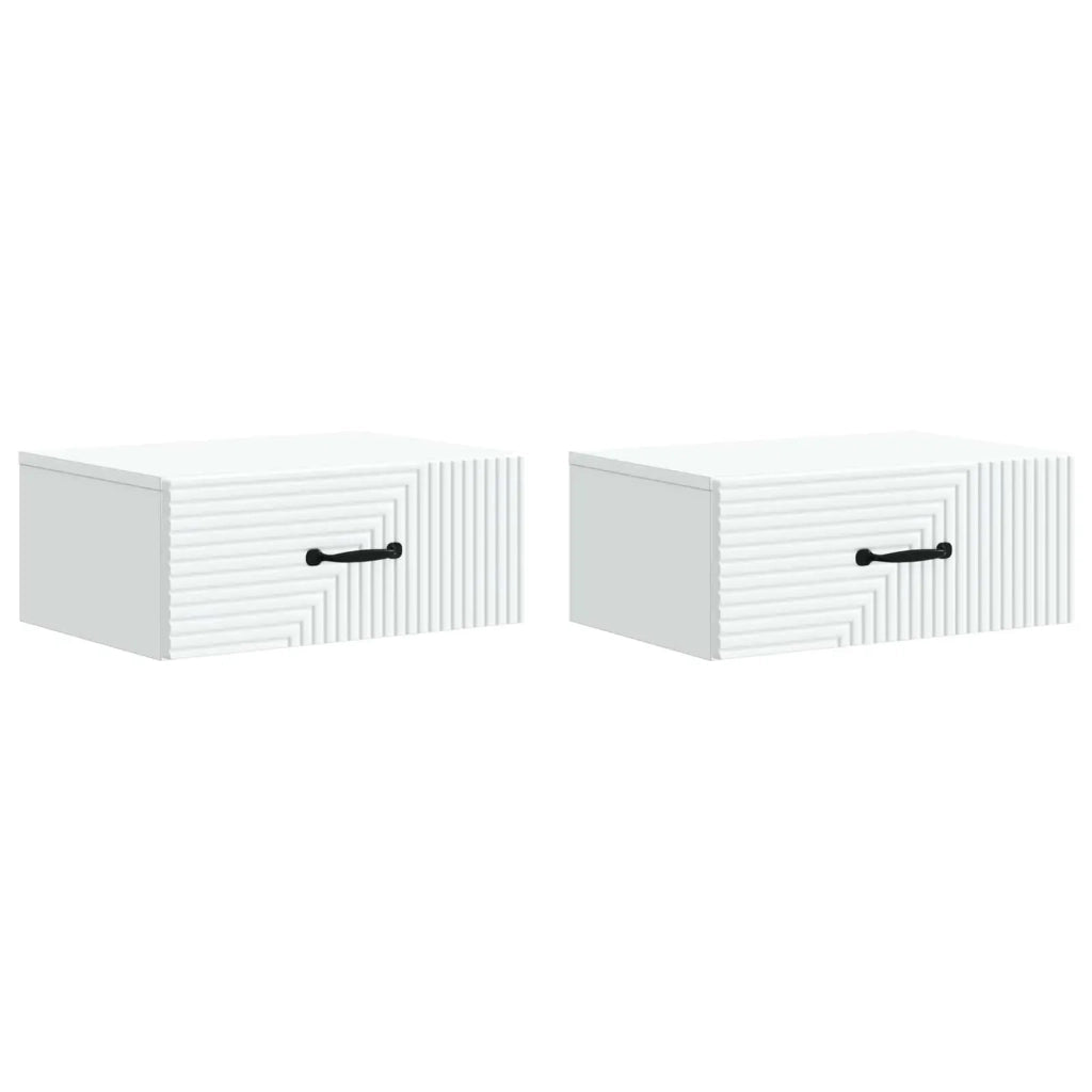 Set di 2 Comodini | Armadio da Notte | Mobiletto da notte a muro Bianco 49 x 34,5 x 20 cm