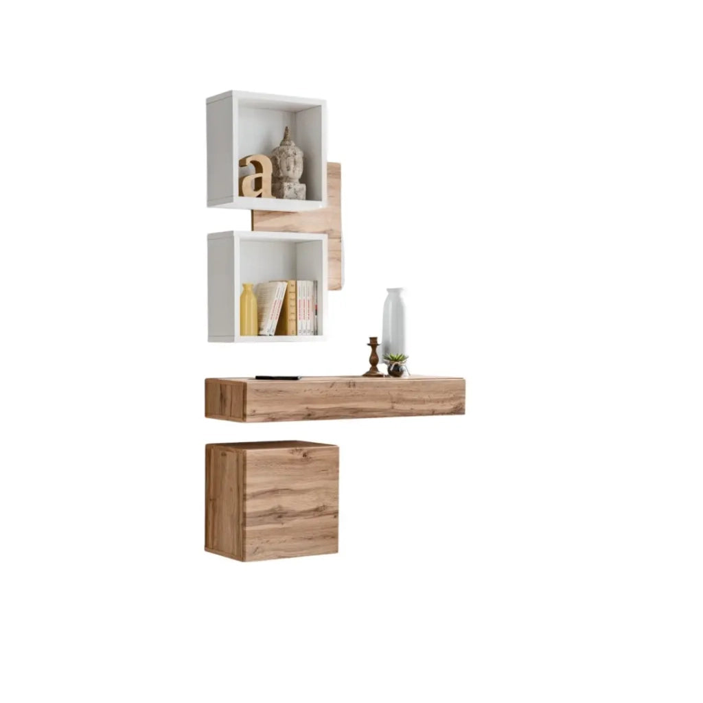 Mobile da ingresso TORTH 3 - Set completo - Colori rovere e bianco - Design moderno e funzionale