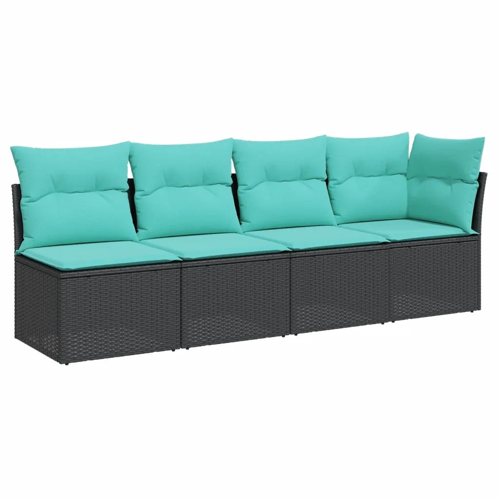 Divano da Giardino con Cuscini a 4 Posti Nero in Polyrattan 366026