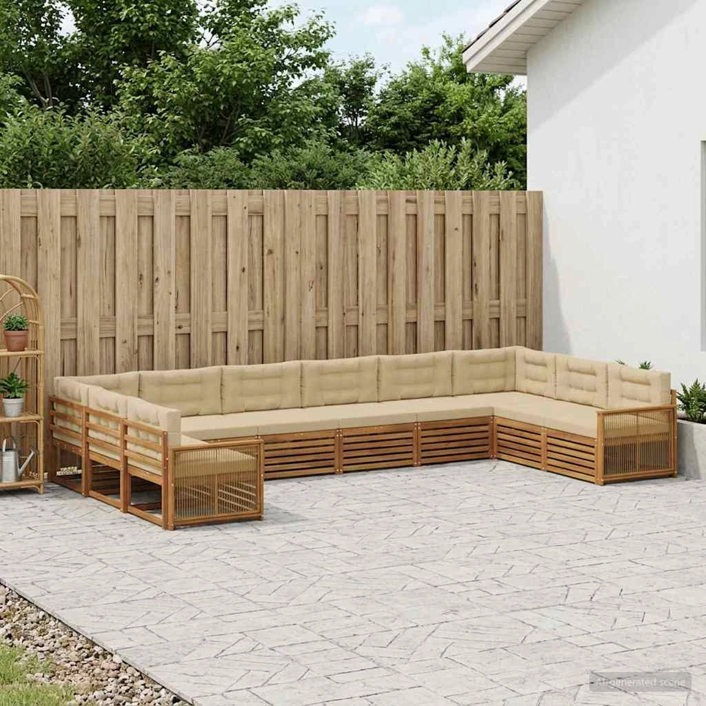Set divani 10 pz Legno di Acacia Massello 3383901