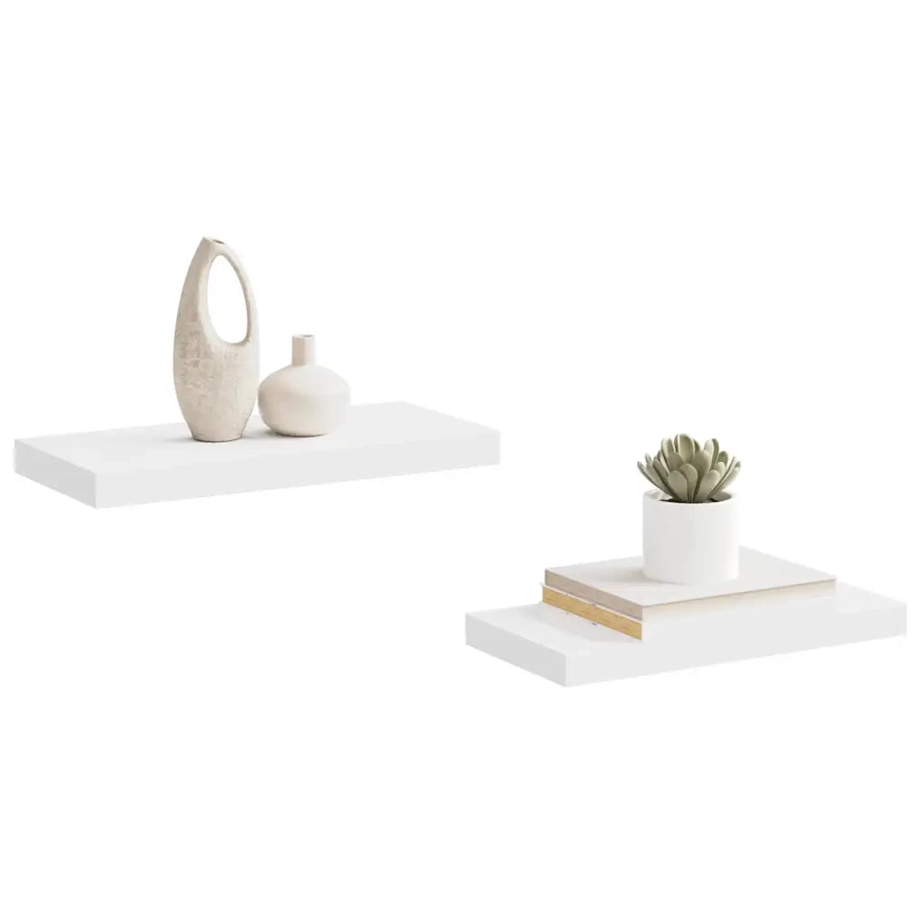 Scaffali a Parete 2 pz Bianchi 50x23x3,8 cm in MDF 323809
