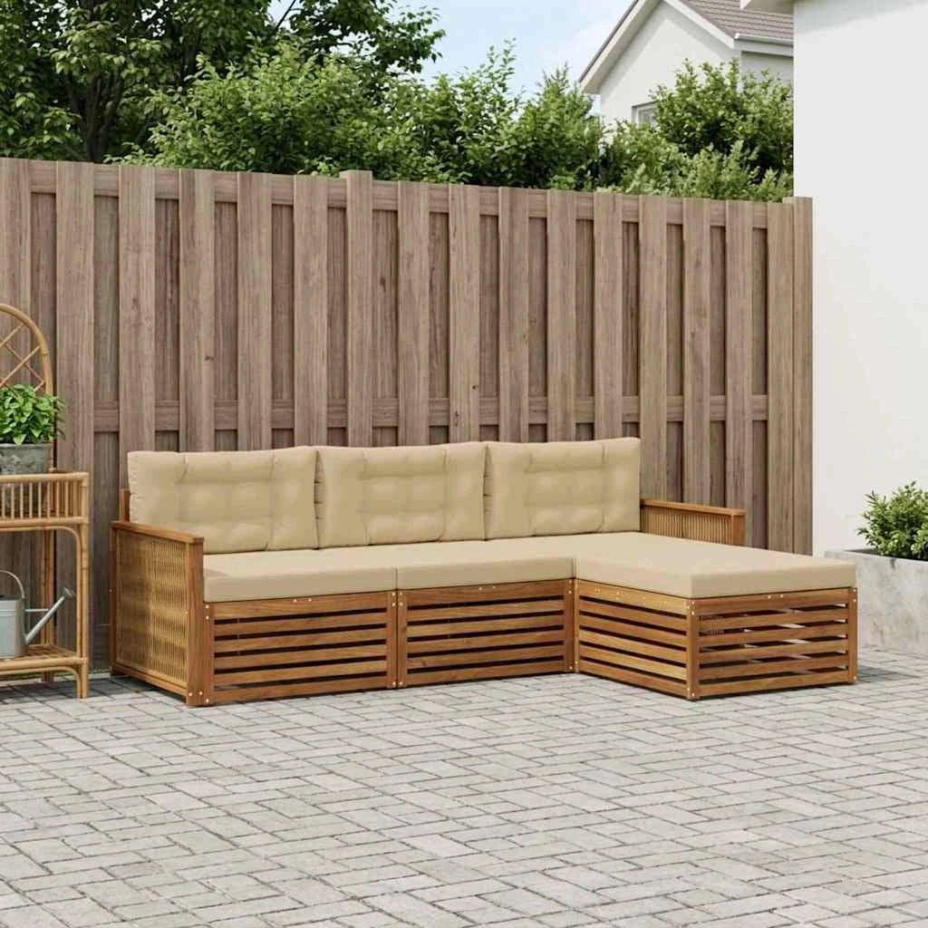 Set di divani da esterno 4 pz Naturale e Beige 3383211