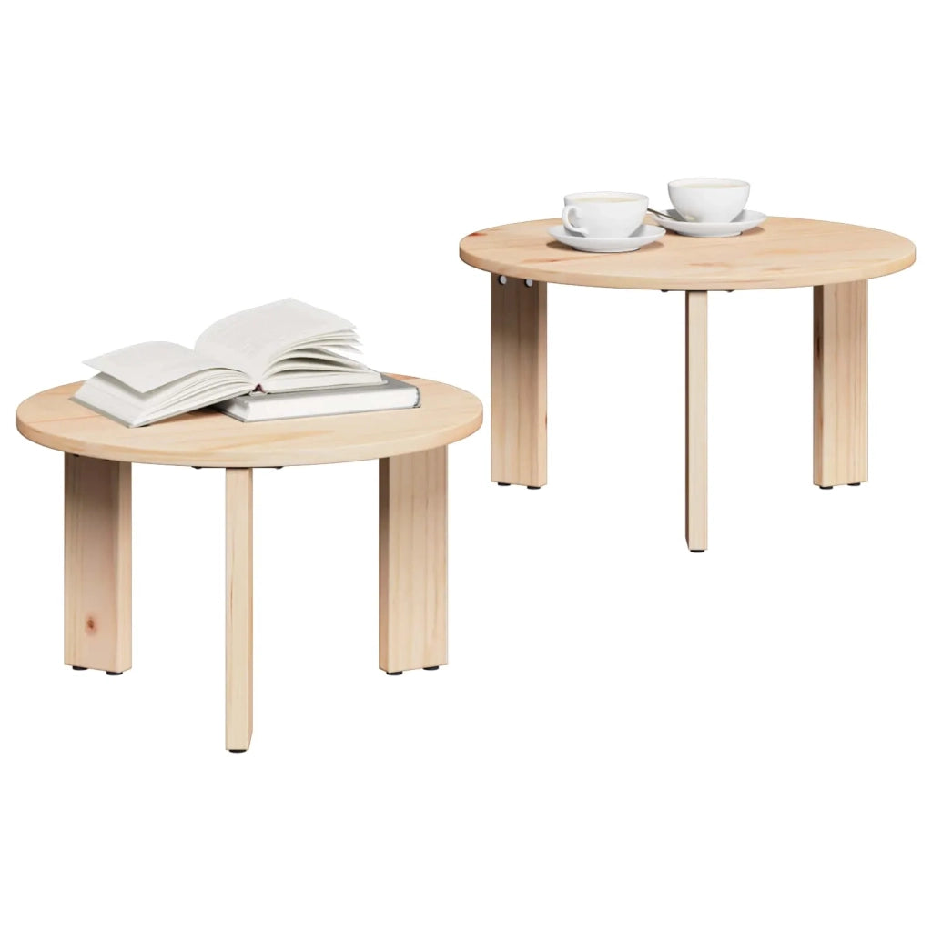 Tavolino da salotto 2 pcs Naturale Legno massello di pino 873559