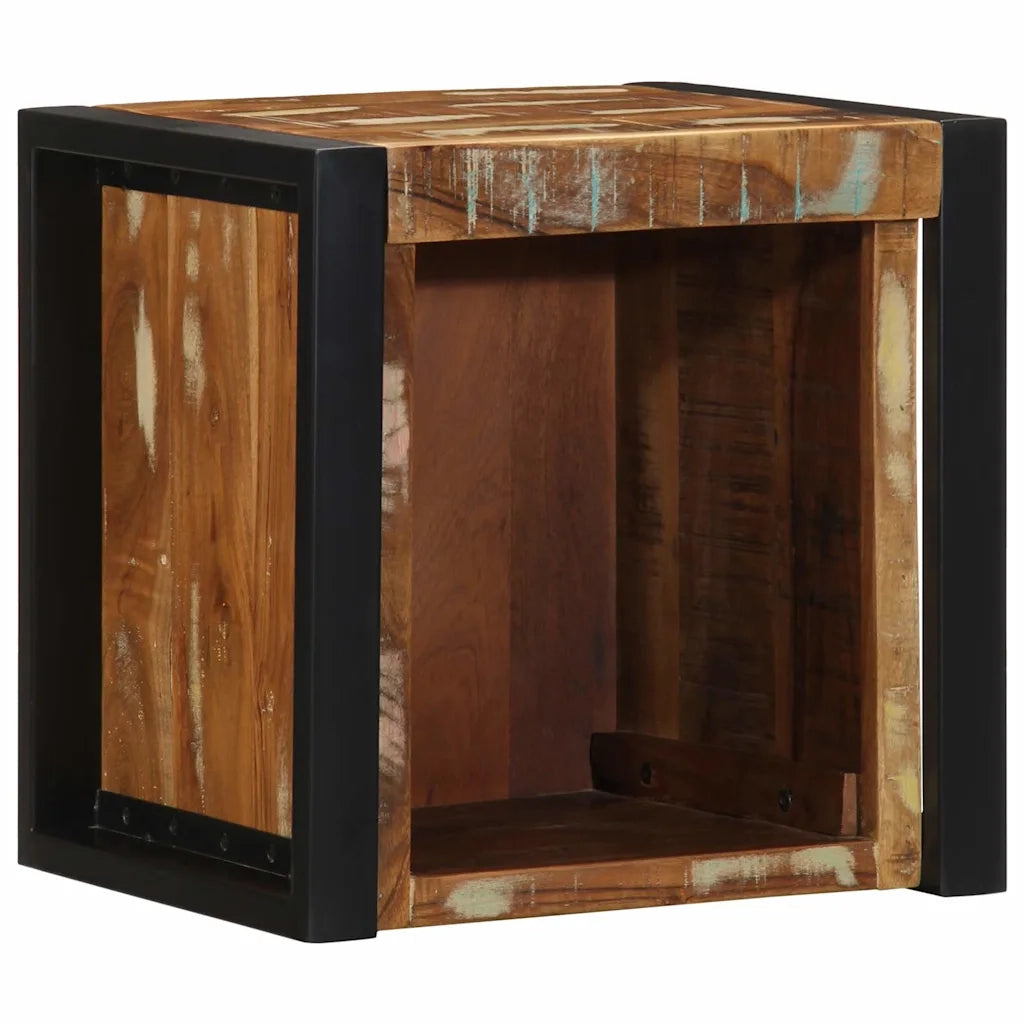 Set di 2 Comodini | Armadio da Notte | Mobiletto da notte Multicolore 40x35x40cm in Legno Massello Recupero