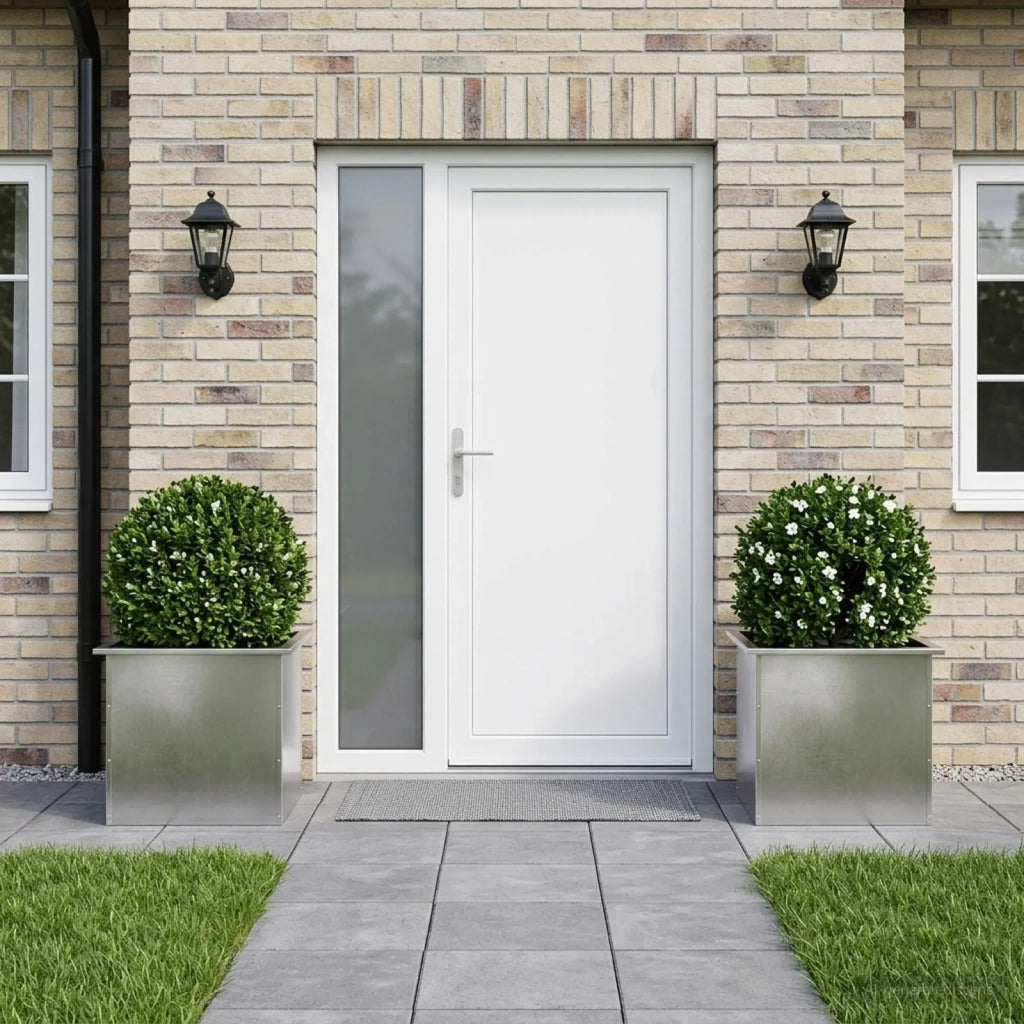 Fioriera da giardino con LED 2 pz Argento 50 x 50 x 48 cm 8008191