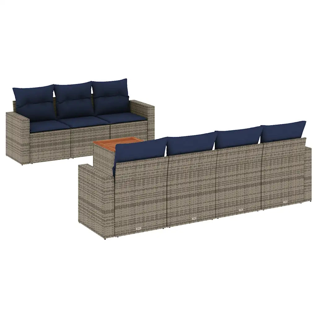 Set Divani da Giardino 8 pz con Cuscini Grigio in Polyrattan 3256362