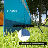 Paravento da Campeggio 725x140 cm Pieghevole Frangivista Azzurro