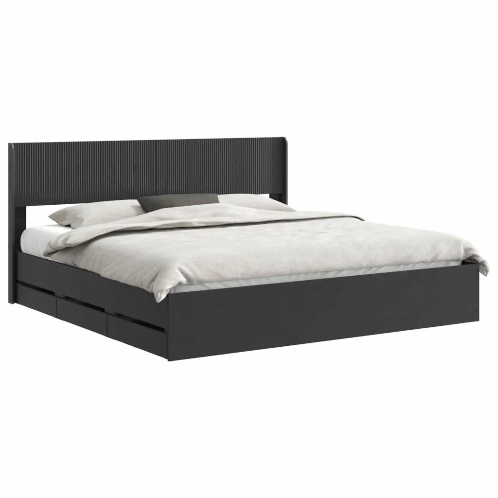 Struttura del letto con stoccaggio e testata Nero 180 x 200 cm 3414282